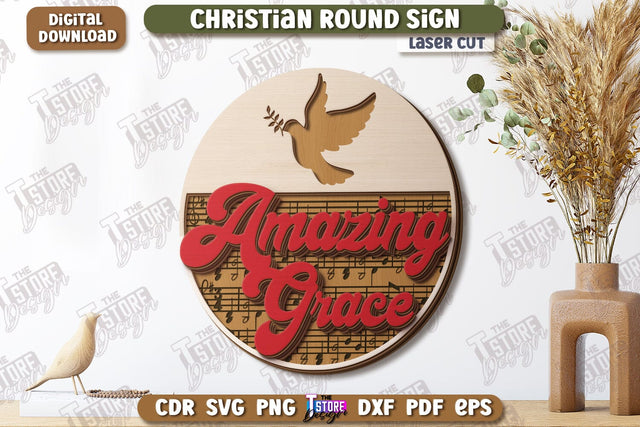 Christian Round Signs Laser Cut | Religious Symbol | Signs Inscription | Round Wall Signs | CNC File SVG The T Store Design 