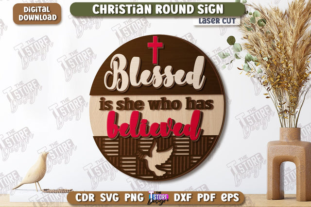 Christian Round Signs Laser Cut | Religious Symbol | Signs Inscription | Round Wall Signs | CNC File SVG The T Store Design 