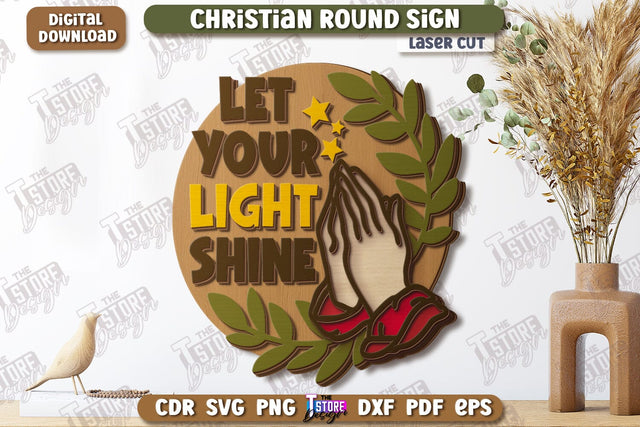 Christian Round Signs Laser Cut | Religious Symbol | Signs Inscription | Round Wall Signs | CNC File SVG The T Store Design 