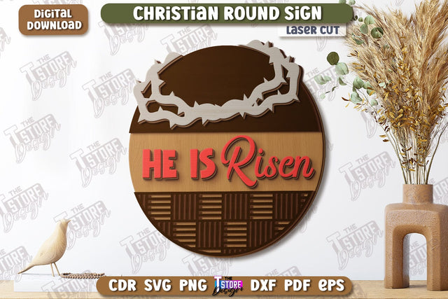 Christian Round Signs Laser Cut | Religious Symbol | Signs Inscription | Round Wall Signs | CNC File SVG The T Store Design 