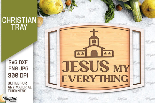 Christian Serving Tray Laser Cut. Christian Quotes SVG SVG Evgenyia Guschina 