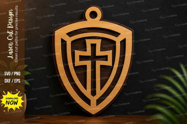 Christian Shield Cross Laser Cut SVG Design SVG Regulrcrative 
