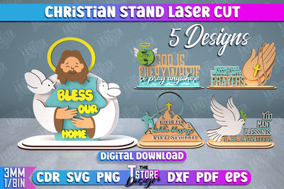 Christian Stand Bundle | Tabletop Stand | A gift for the Believer | Christian Sign | CNC Files SVG The T Store Design 