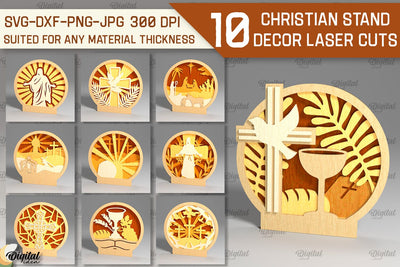 Christian Stand Decor Laser Cut Bundle. Religious Laser Cut SVG SVG Evgenyia Guschina 