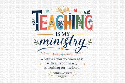 Christian Teacher PNG Teaching Is My Ministry Faith Educator Digital Download SVG BillahCrafts 