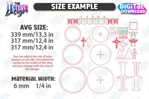 Christian Tiered Tray Laser Cut Bundle | Round Stand with Elements | Christian Symbols | Dessert Tiered Tray | CNC Files SVG The T Store Design 