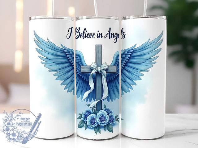 Christian Tumbler, Angels Design, Faith-Based Gift, Inspirational Sublimation, 20oz Tumbler, Religious Decor, Bible Verse Art, Spiritual Gift Sublimation ToriDesigns 