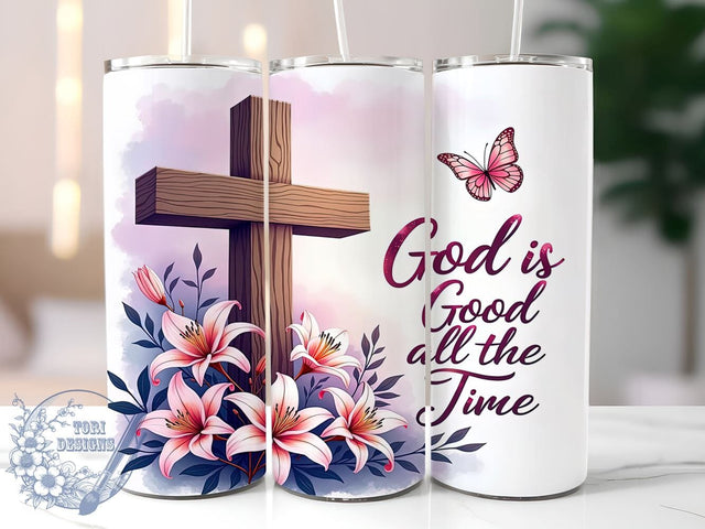 Christian Tumbler Design, God Is Good Tumbler, Cross Sublimation Wrap, 20oz Faith Drinkware, Inspirational Bible Verse, Religious Gift, Digital Download Sublimation ToriDesigns 