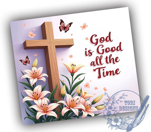 Christian Tumbler Design, God Is Good Tumbler, Cross Sublimation Wrap, 20oz Faith Drinkware, Inspirational Bible Verse, Religious Gift, Digital Download Sublimation ToriDesigns 