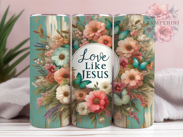 Christian Tumbler, Love Like Jesus Design, Religious Butterfly Tumbler, 20oz Tumbler Wrap, Sublimation Design, Faith-Based Gift, Inspirational Tumbler, Bible Verse Art Sublimation Li Zamperini 