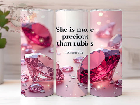 Christian Tumbler, Proverbs 315, She is More Precious, Bible Verse PNG, Sublimation Design, Religious Gift, Inspirational Drinkware Sublimation Lara' s Designs 