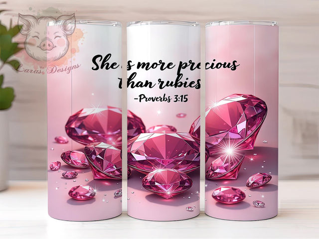 Christian Tumbler, Proverbs 315, She is More Precious, Bible Verse PNG, Sublimation Design, Religious Gift, Inspirational Drinkware Sublimation Lara' s Designs 