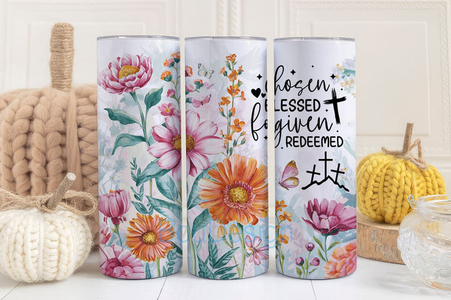 Christian Tumbler Wrap, Christian tumbler, 20oz skinny tumbler wrap, Christian Sublimation tumbler, Christian floral tumbler png Sublimation BouDesign 