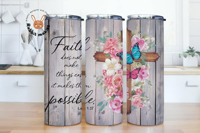 Christian Tumbler Wrap, Faith 20 Oz Sublimation Tumbler PNG Design, Inspirational Bible Verse Tumbler Design Digital File Download Sublimation Rabbitmakies 