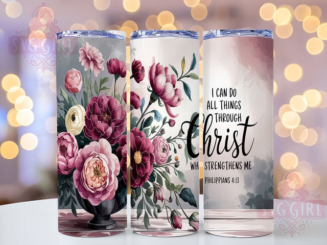Christian Tumbler Wrap, Philippians 413 Tumbler, Inspirational Bible Verse Tumbler, 20oz Sublimation Design, Faith-Based Drinkware, Motivational Quote Cup, Religious Quote Tumbler Sublimation SvggirlplusArt 