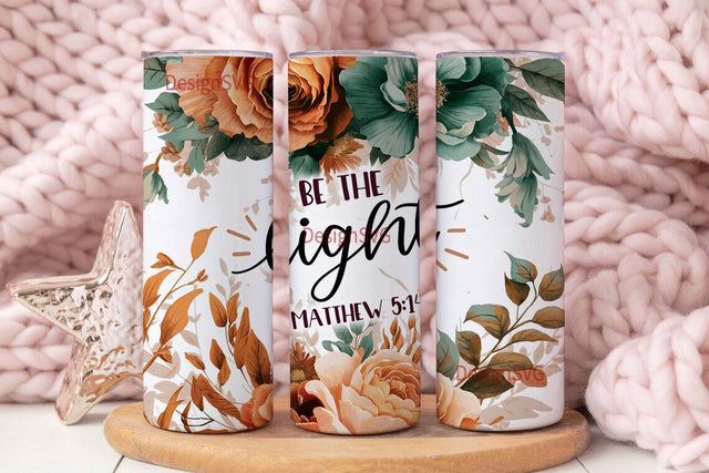 Christian Tumbler Wrap PNG, Be The Light Matthew 5 14 Verse 20oz Skinny Tumbler Sublimation Religious Tumbler Wrap Bible Verses Tumbler Wrap Sublimation DesignSVG 