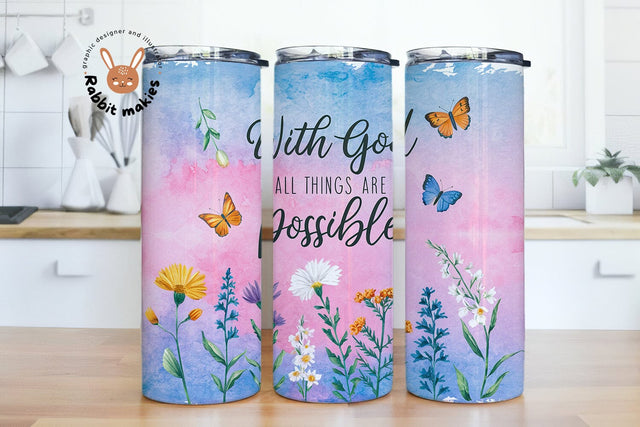 Christian Tumbler Wrap PNG, With God All Things Are Possible Sublimation Designs Sublimation Rabbitmakies 