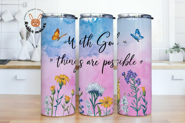 Christian Tumbler Wrap PNG, With God All Things Are Possible Sublimation Designs Sublimation Rabbitmakies 