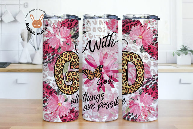 Christian Tumbler Wrap, With God All Things Are Possible 20oz skinny tumbler PNG, Jesus Tumbler Png, Digital Download Sublimation Rabbitmakies 