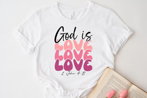 Christian Valentine SVG Desig, Retro Valentine Tshirt, God is love SVG FiveStarCrafting 