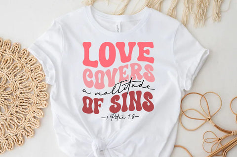 Christian Valentine SVG Desig, Retro Valentine Tshirt, Love covers a multitude of sins SVG FiveStarCrafting 