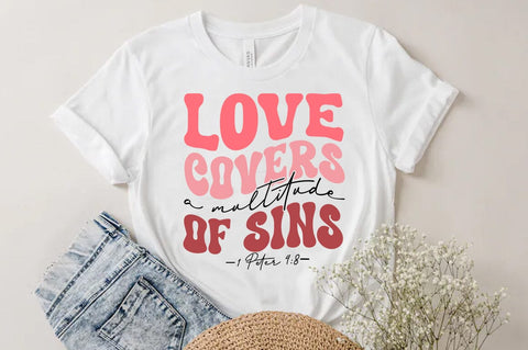 Christian Valentine SVG Desig, Retro Valentine Tshirt, Love covers a multitude of sins SVG FiveStarCrafting 