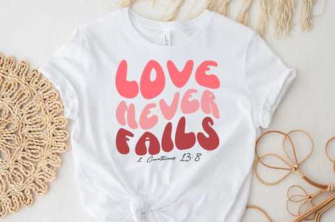 Christian Valentine SVG Desig, Retro Valentine Tshirt, Love never fails SVG FiveStarCrafting 