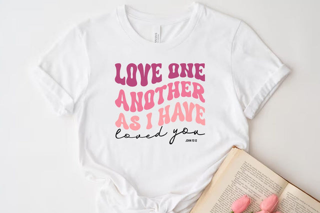 Christian Valentine SVG Desig, Retro Valentine Tshirt, Love one another as i have SVG FiveStarCrafting 