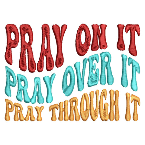 Christian Wavy Embroidery Designs Bundle - 15 Designs, Jesus Embroidery, Christian Quotes Embroidery Files, Pray On It Pray Over It PES Embroidery/Applique DESIGNS HappyDesignStudio 