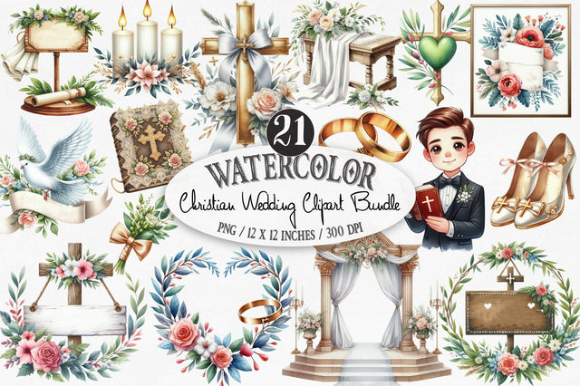 Christian Wedding Clipart Sublimation SVGista 