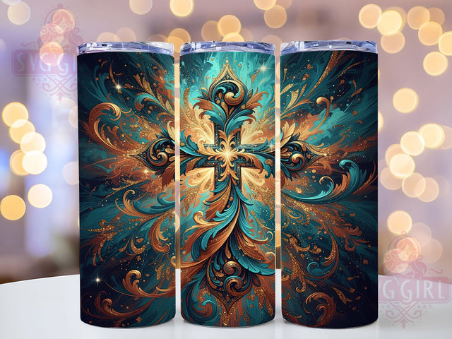 Christian Western Faith Tumbler, Bible Faith, Cross Symbol, Rustic Country Charm, Spiritual Theme, Cowboy Aesthetic, 20Oz Tumbler, Sublimation Wrap Sublimation SvggirlplusArt 