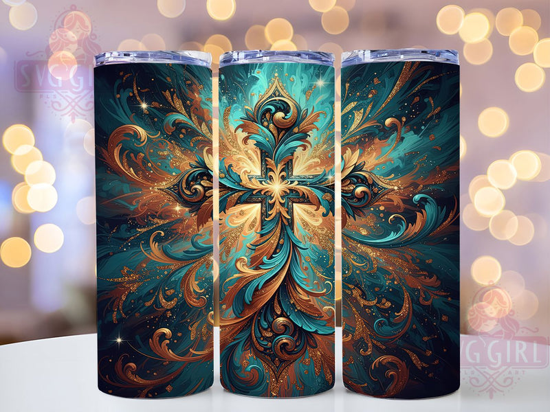 Christian Western Faith Tumbler, Bible Faith, Cross Symbol, Rustic Country Charm, Spiritual Theme, Cowboy Aesthetic, 20Oz Tumbler, Sublimation Wrap Sublimation SvggirlplusArt 