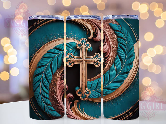 Christian Western Faith Tumbler, Bible Faith, Cross Symbol, Rustic Country Charm, Spiritual Theme, Cowboy Aesthetic, 20Oz Tumbler, Sublimation Wrap Sublimation SvggirlplusArt 