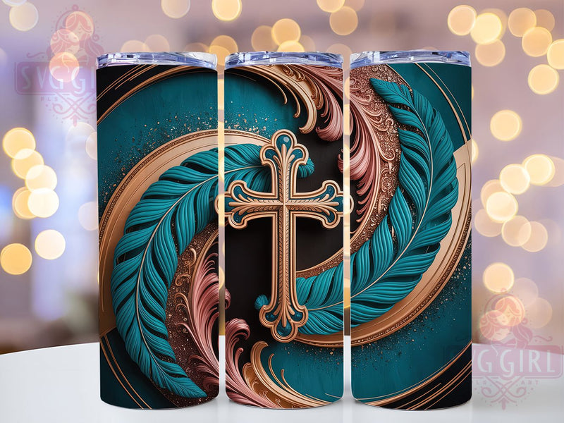 Christian Western Faith Tumbler, Bible Faith, Cross Symbol, Rustic Country Charm, Spiritual Theme, Cowboy Aesthetic, 20Oz Tumbler, Sublimation Wrap Sublimation SvggirlplusArt 