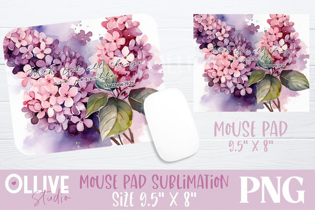 Christian Women Floral Mouse Pad Sublimation PNG Sublimation Ollive Studio 