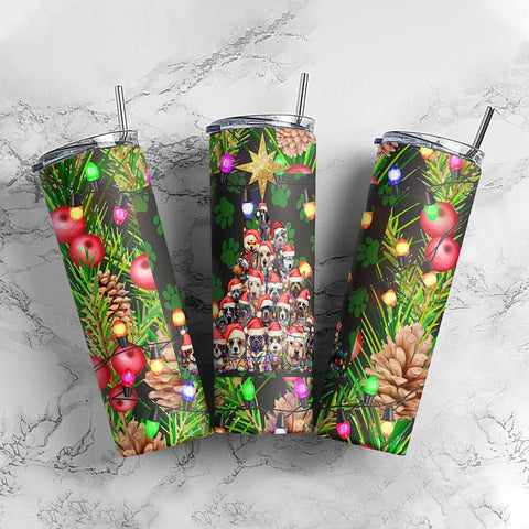 Christmas 20oz Skinny Tumbler We Woof You a Merry Christmas PNG Sublimation Designs Wrap, Merry Woofmas, Dog Lover Gift Png Sublimation CaldwellArt 
