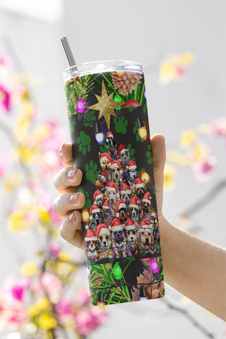 Christmas 20oz Skinny Tumbler We Woof You a Merry Christmas PNG Sublimation Designs Wrap, Merry Woofmas, Dog Lover Gift Png Sublimation CaldwellArt 