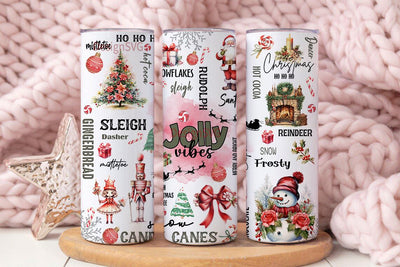 Christmas 20oz Tumbler, Skinny Tumbler Sublimation Design Digital Download PNG Instant, Retro Holiday Jolly Vibes Tumbler Sublimation DesignSVG 