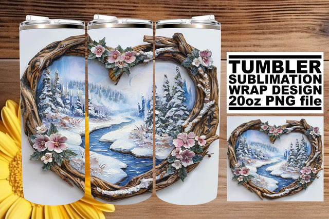 Christmas 3D Heart Frame Tumbler Wrap for Sublimation 20oz Sublimation afrosvg 