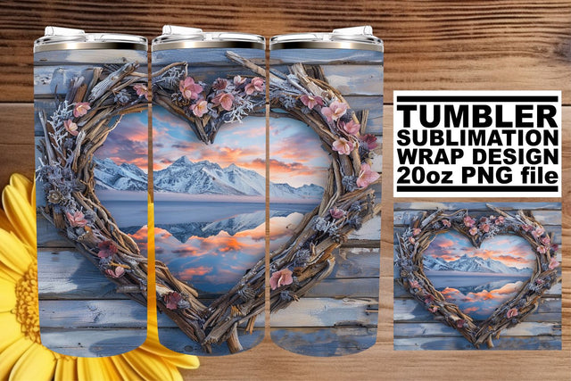 Christmas 3D Heart Frame Tumbler Wrap for Sublimation 20oz Sublimation afrosvg 