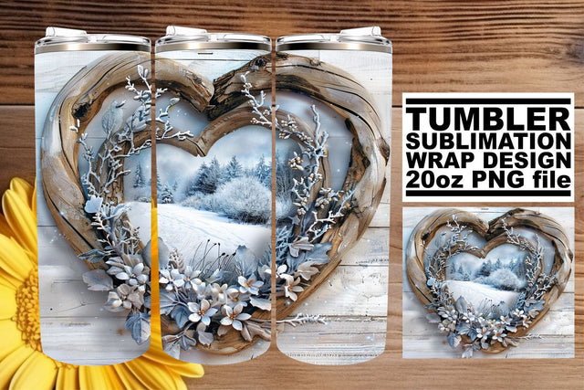 Christmas 3D Heart Frame Tumbler Wrap for Sublimation Sublimation afrosvg 