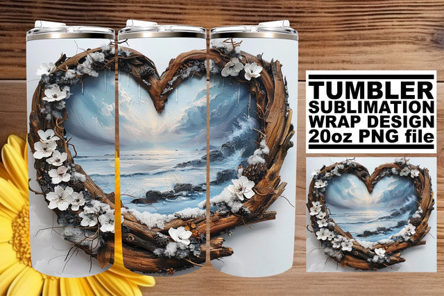 Christmas 3D Heart Frame Tumbler Wrap Sublimation 20oz Sublimation afrosvg 