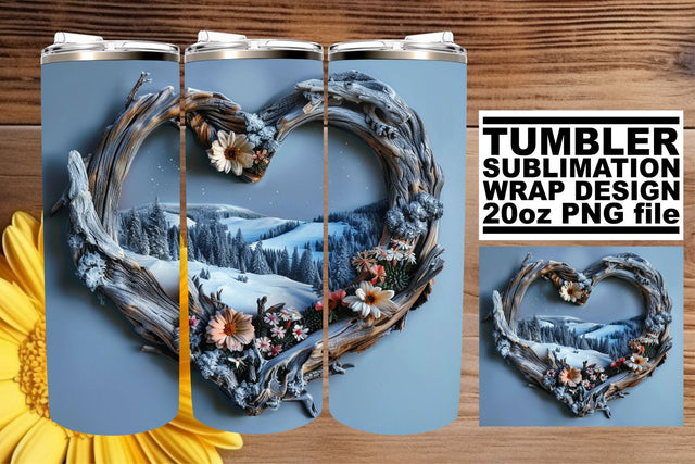 Christmas 3D Heart Frame Tumbler Wrap Sublimation 20oz Sublimation afrosvg 