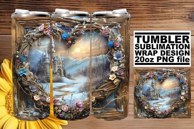 Christmas 3D Heart Frame Winter Tumbler Wrap for Sublimation Sublimation afrosvg 