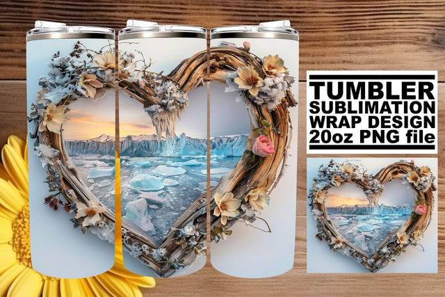 Christmas 3D Heart Frame Winter Tumbler Wrap Sublimation Sublimation afrosvg 