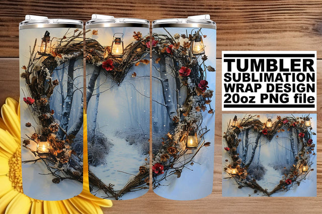 Christmas 3D Heart Frame Winter Tumbler Wrap Sublimation Sublimation afrosvg 