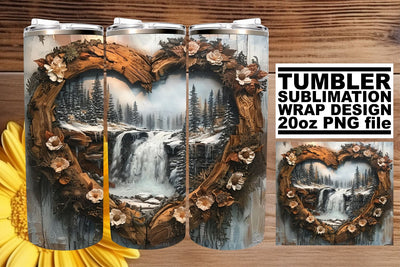 Christmas 3D Heart Frame Winter Tumbler Wrap Sublimation Sublimation afrosvg 