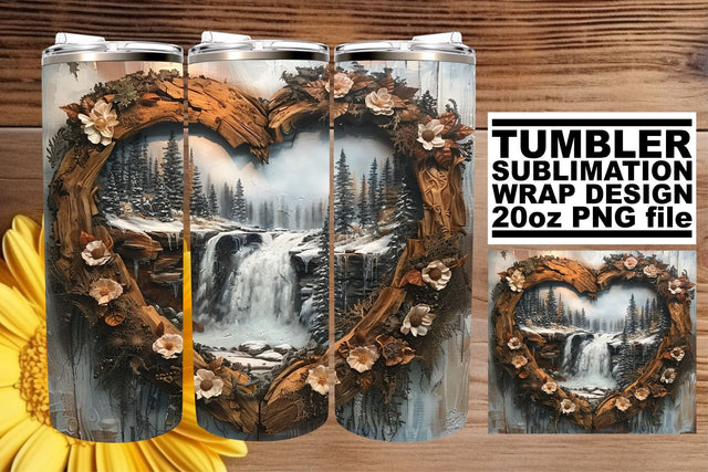 Christmas 3D Heart Frame Winter Tumbler Wrap Sublimation Sublimation afrosvg 