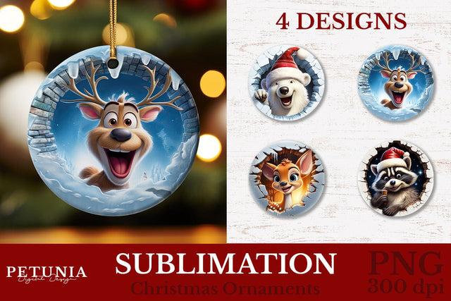 Christmas 3D Ornament | Christmas Ornament PNG Sublimation Petunia Digital Design 