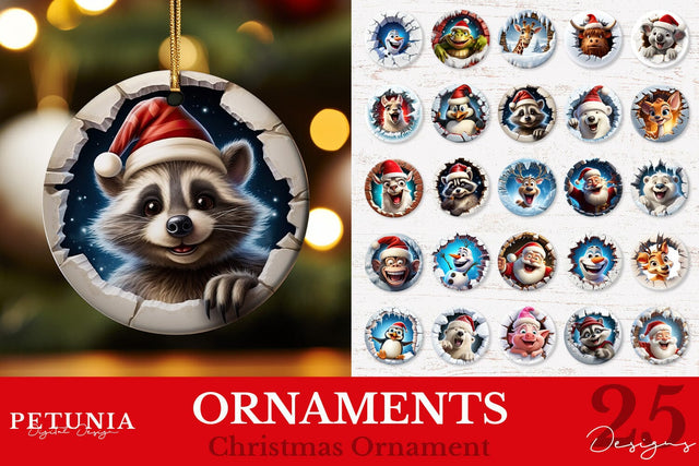 Christmas 3D Ornament | Christmas Ornament PNG Sublimation Petunia Digital Design 